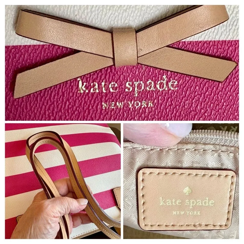 KATE SPADE NEW YORK - Eden Street Margareta Tote in Pink & White Coated Canvas